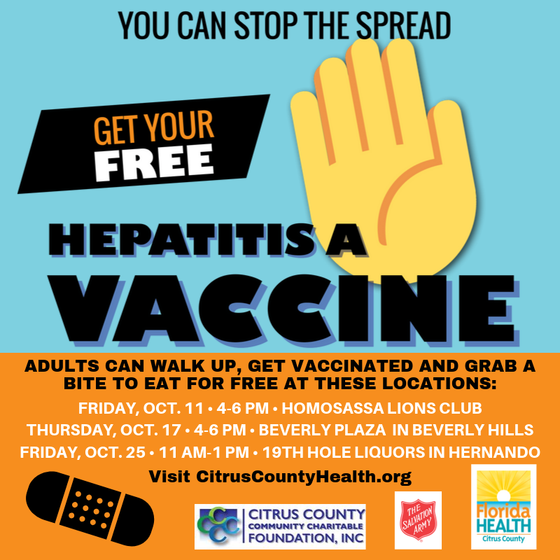 You can stop the spread (image of a hand) get your free hepatitis a vaccine.